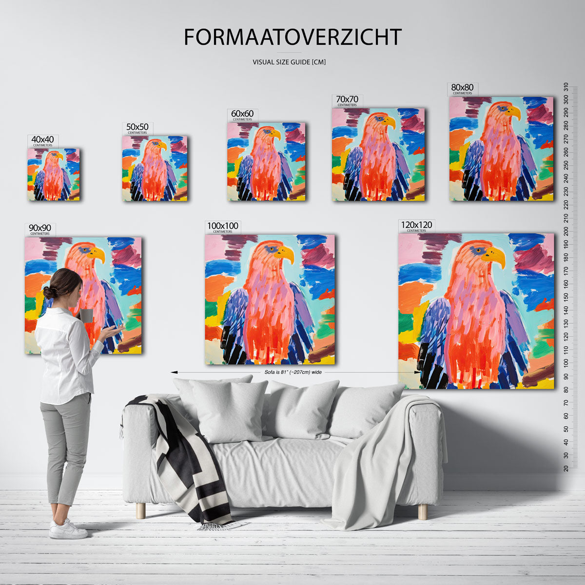 Gekleurde vogel – vierkante muurposter voor de kinderkamer
