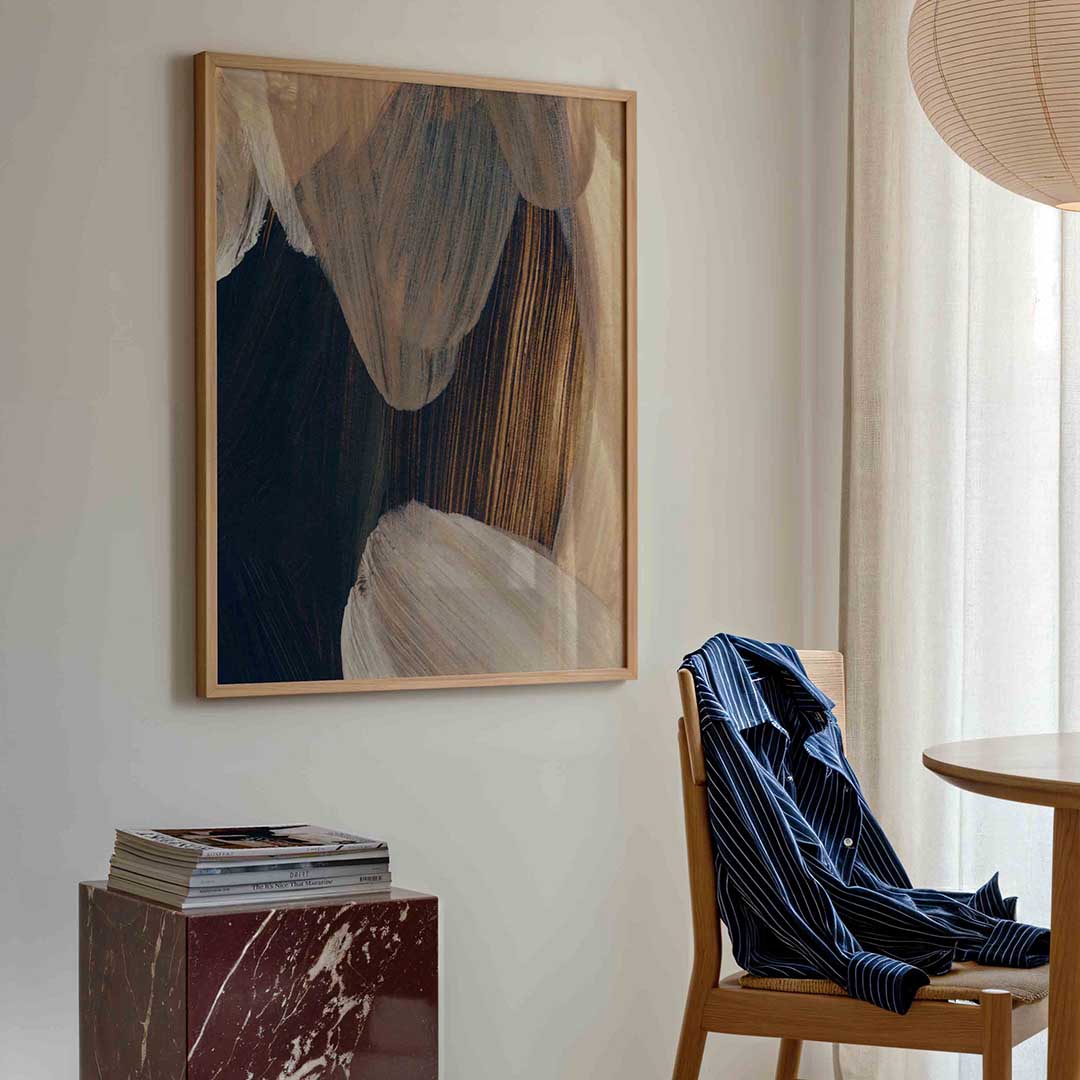 Abstracte penseelstreken – artistieke poster in staand formaat