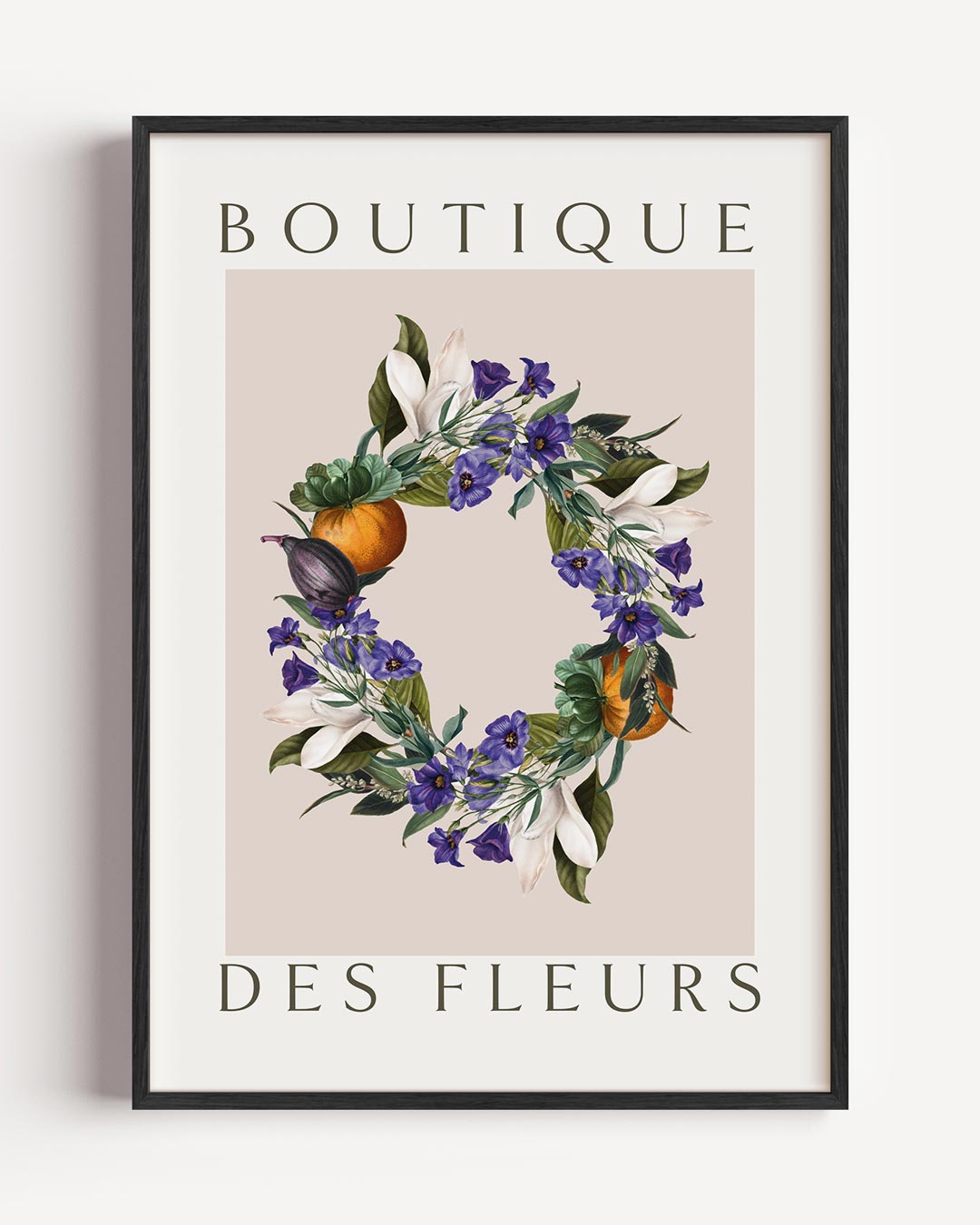 Bloemenkrans Poster Boutique Des Fleurs – botanische portret poster als wanddecoratie