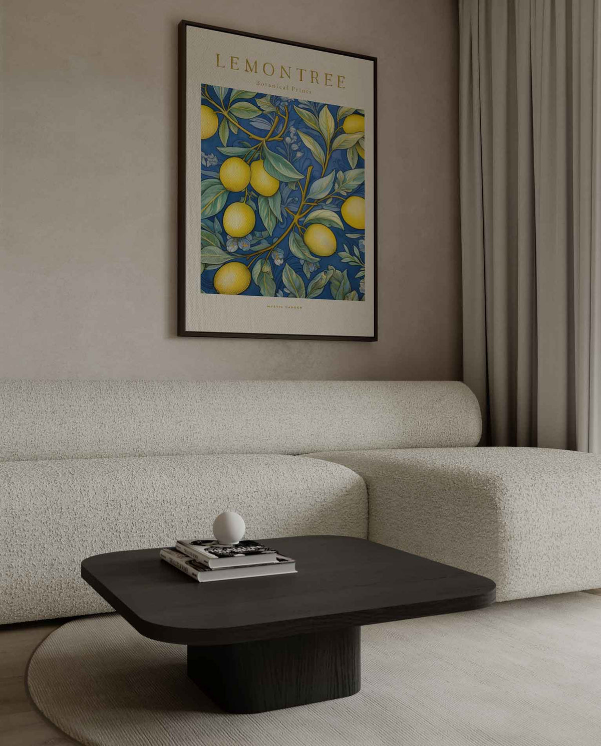 Citroenboom Botanische Print – canvas wanddecoratie in portret formaat