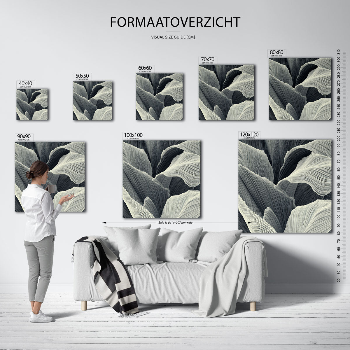 Golvende lijnen – vierkante muurposter met abstracte vormen