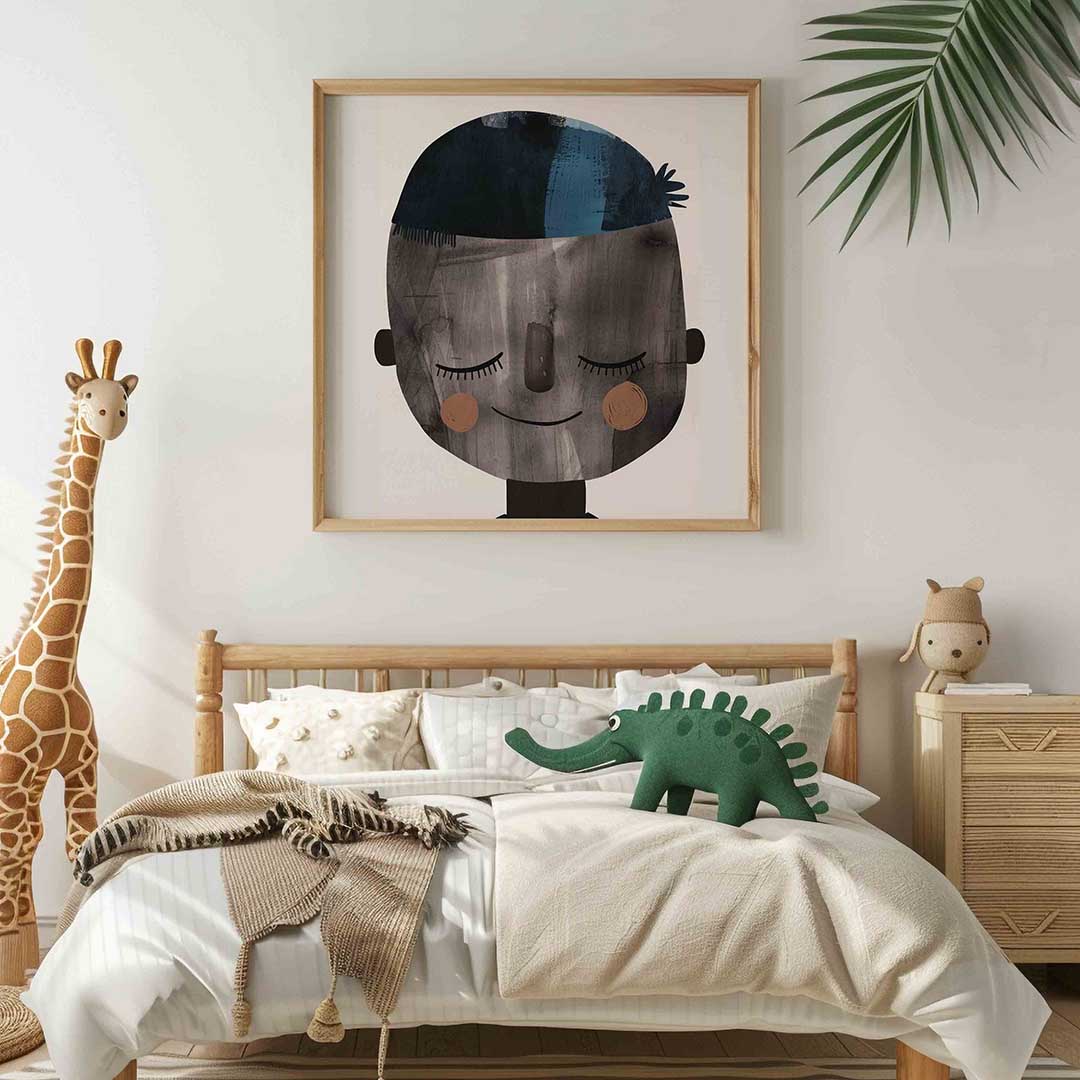 Lachend gezicht – vierkante kinderkamer wanddecoratie van WallArtistic