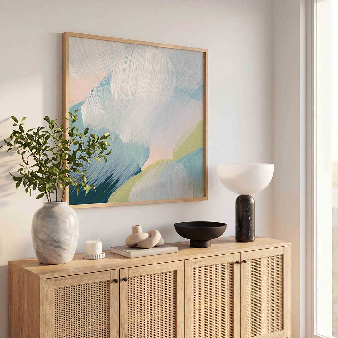 Abstracte penseelstreken – schilderkunst als moderne vierkante poster