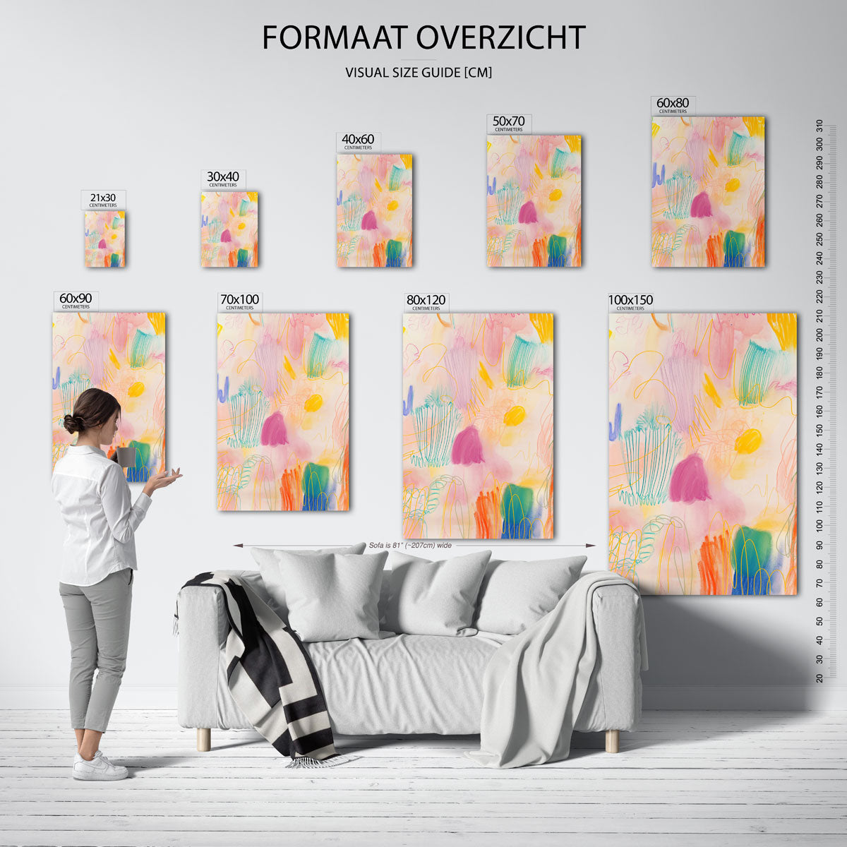 Abstracte vormen en lijnen – staande muurposter met kunst en design