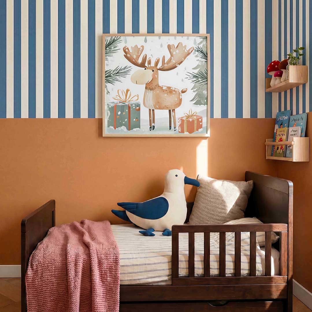 Rendier met cadeaus – kids poster in vierkant formaat