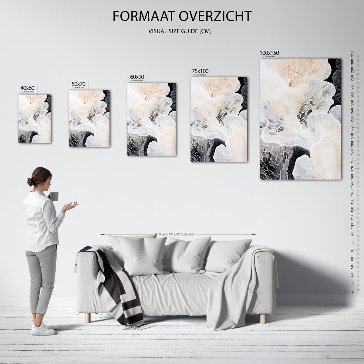 Organische vormen – staand wanddecoratie kunstwerk