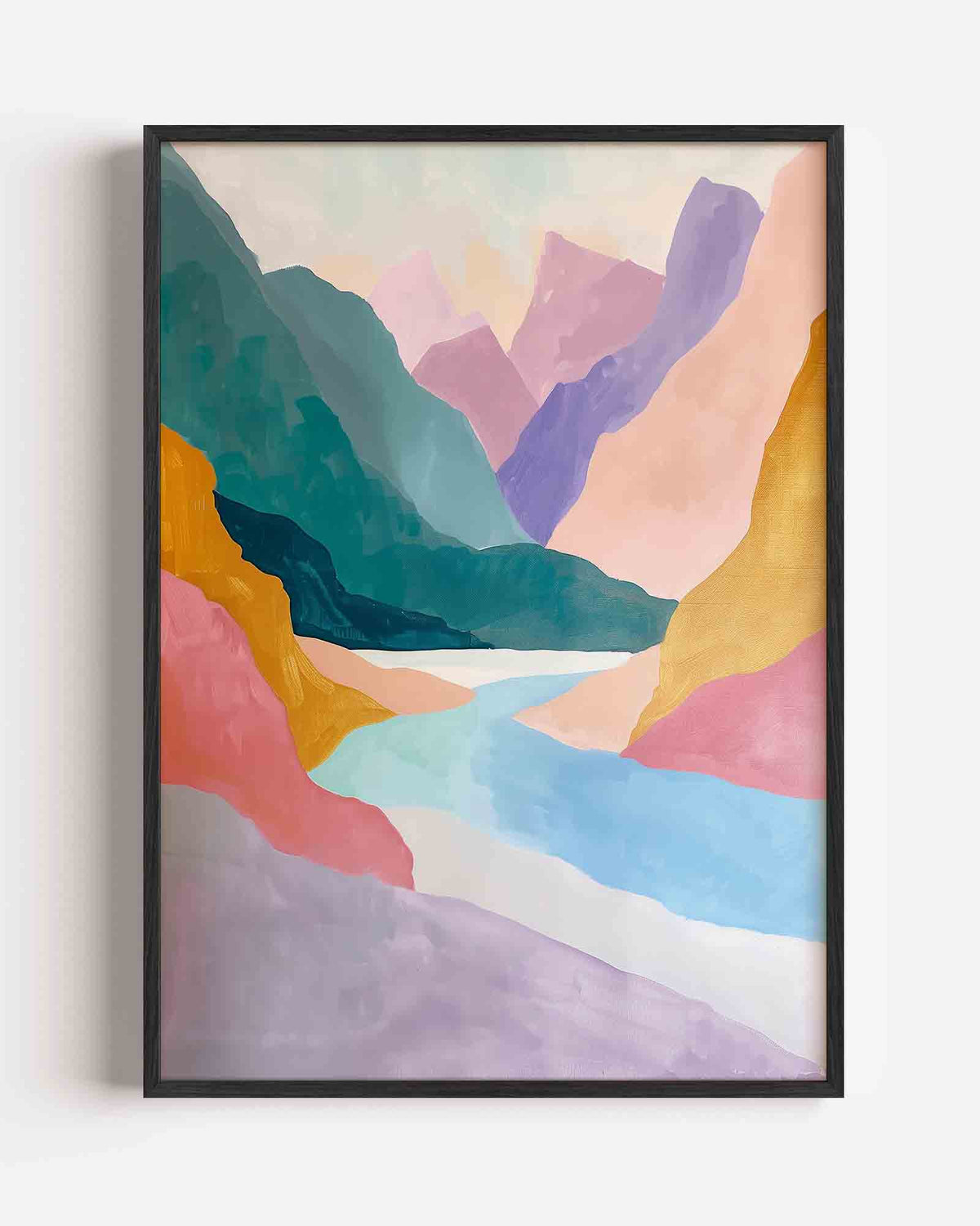Berglandschap in pastel – hedendaagse illustratie portret poster als wanddecoratie