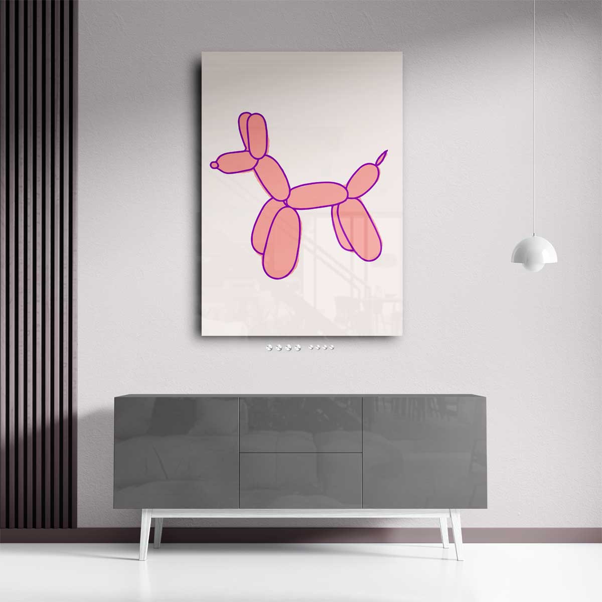 Speelse Ballonhond Illustratie – kunstwerk met zwarte baklijst