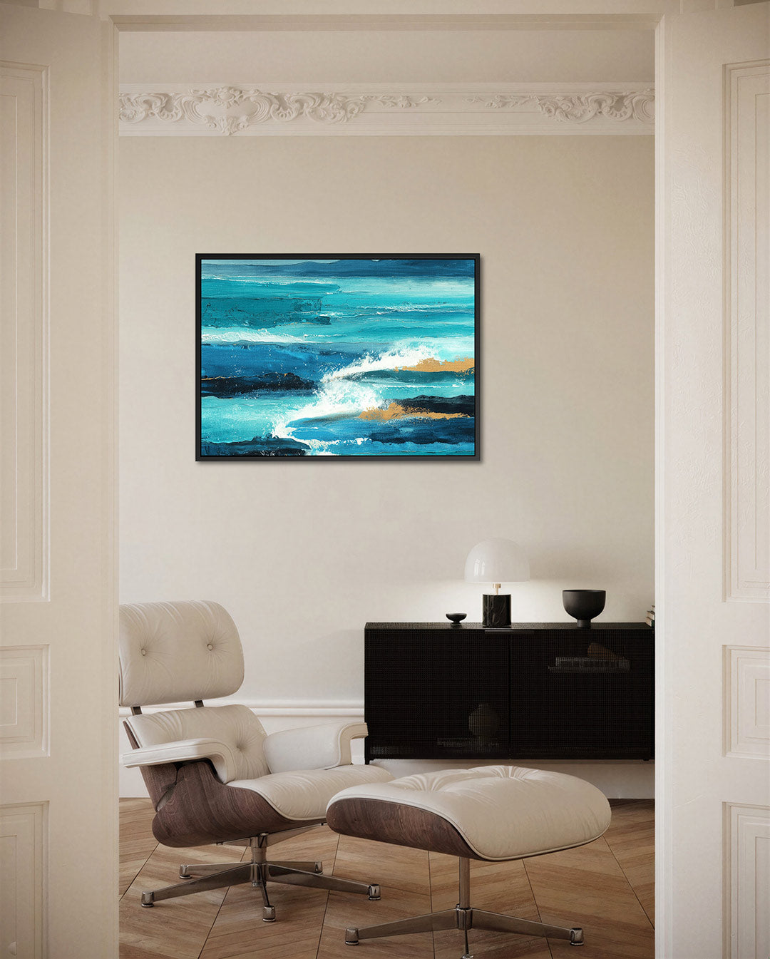 Dynamische zee – liggende wanddecoratie
