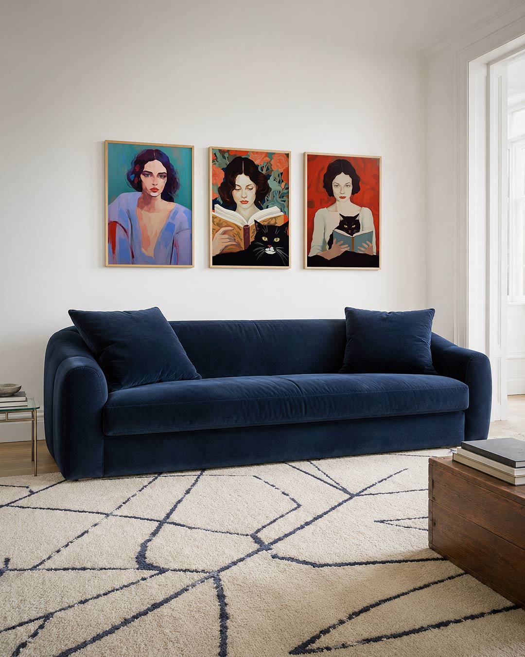 Kleur en portret posterset – tweede productweergave – een vrouwelijk portret met zachte, vloeiende lijnen en een