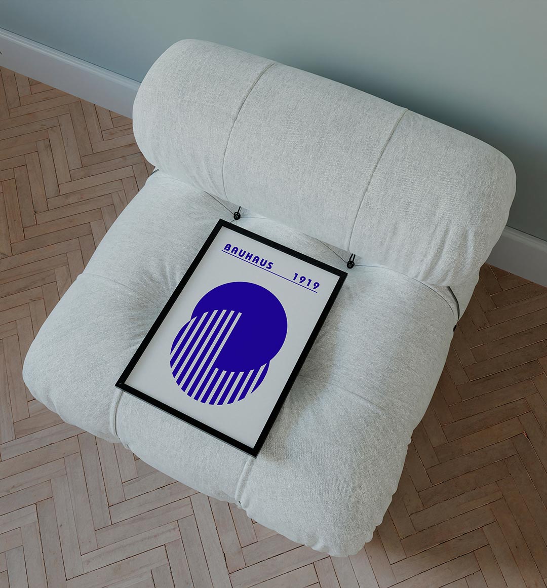 Cirkels en strepen – staande Bauhaus poster voor aan de muur