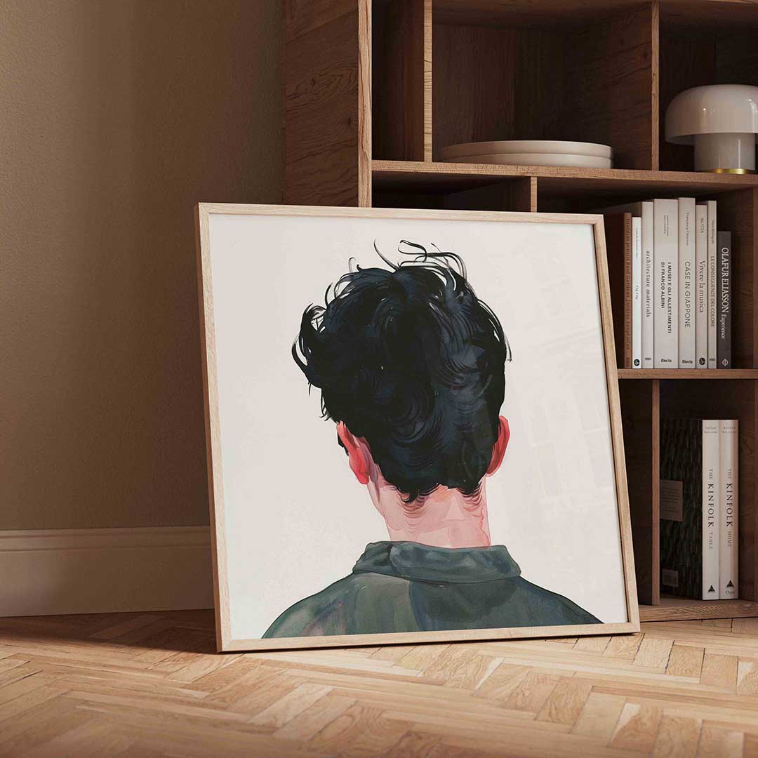 Achterkant hoofd – moderne wandkunst als vierkante poster
