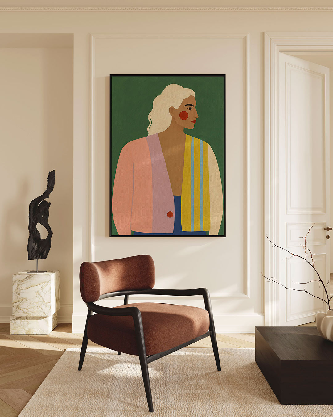 Vrouwelijk portret – staand wanddecoratie kunstwerk