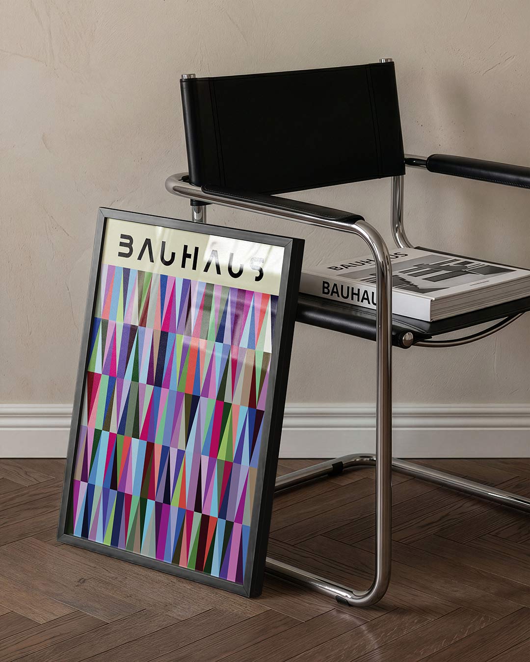 Vormritme en kleur – staande Bauhaus poster voor aan de muur