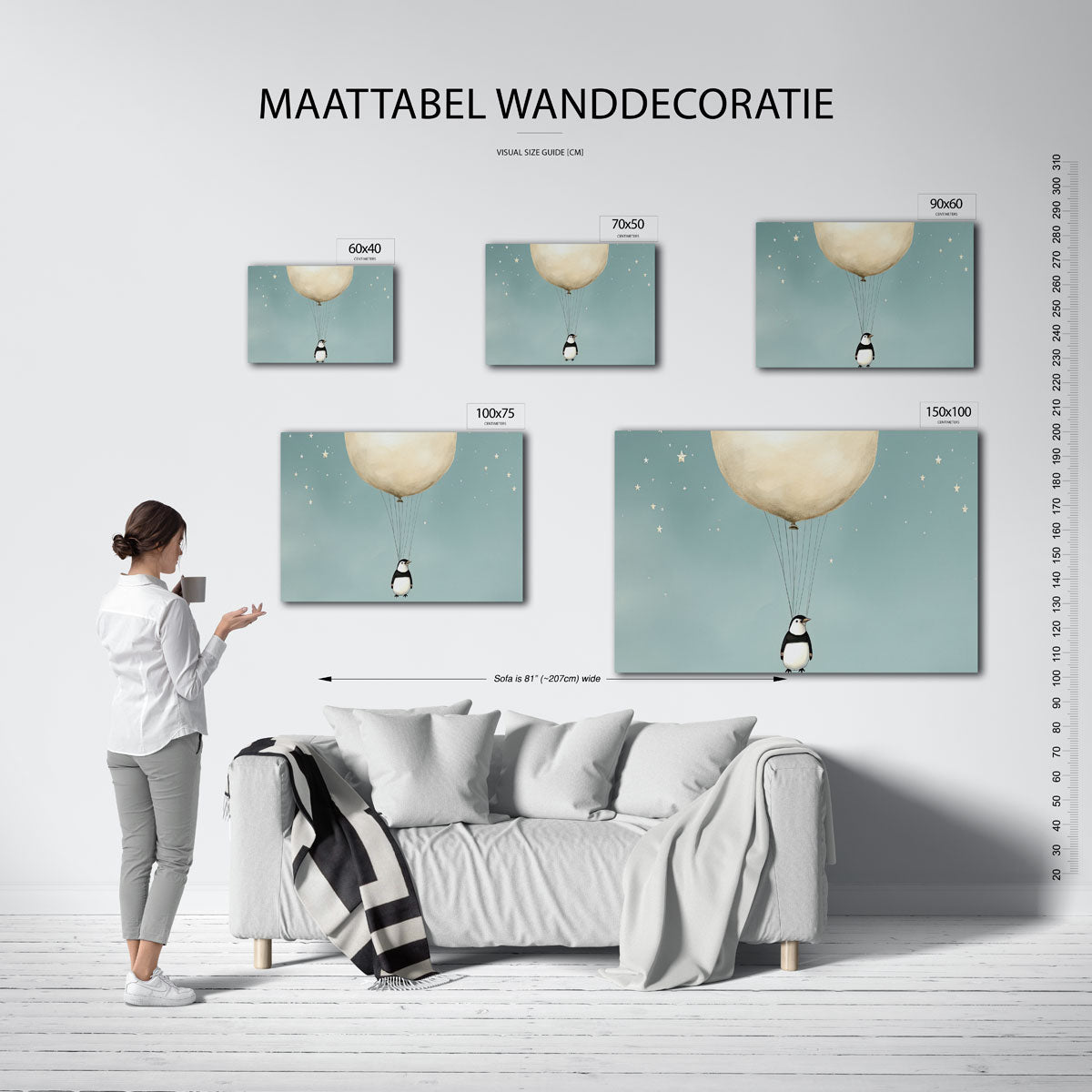 Dromerige luchtvaart – moderne liggende wanddecoratie