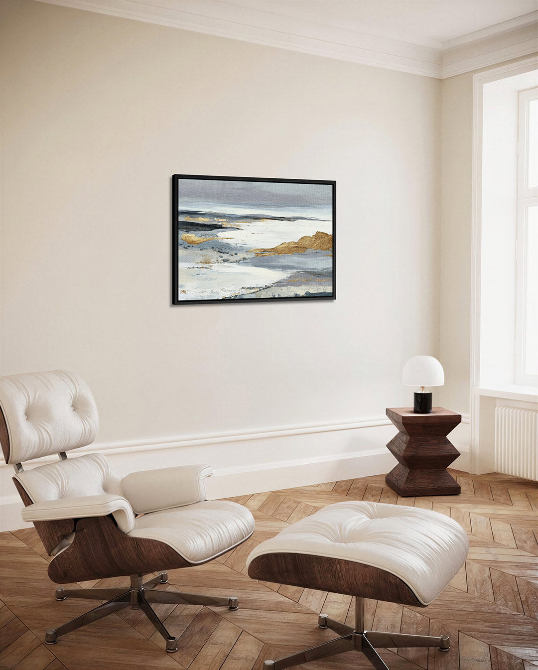 Landschap in goud en grijs – Serene – alternatieve weergave van het kunstwerk