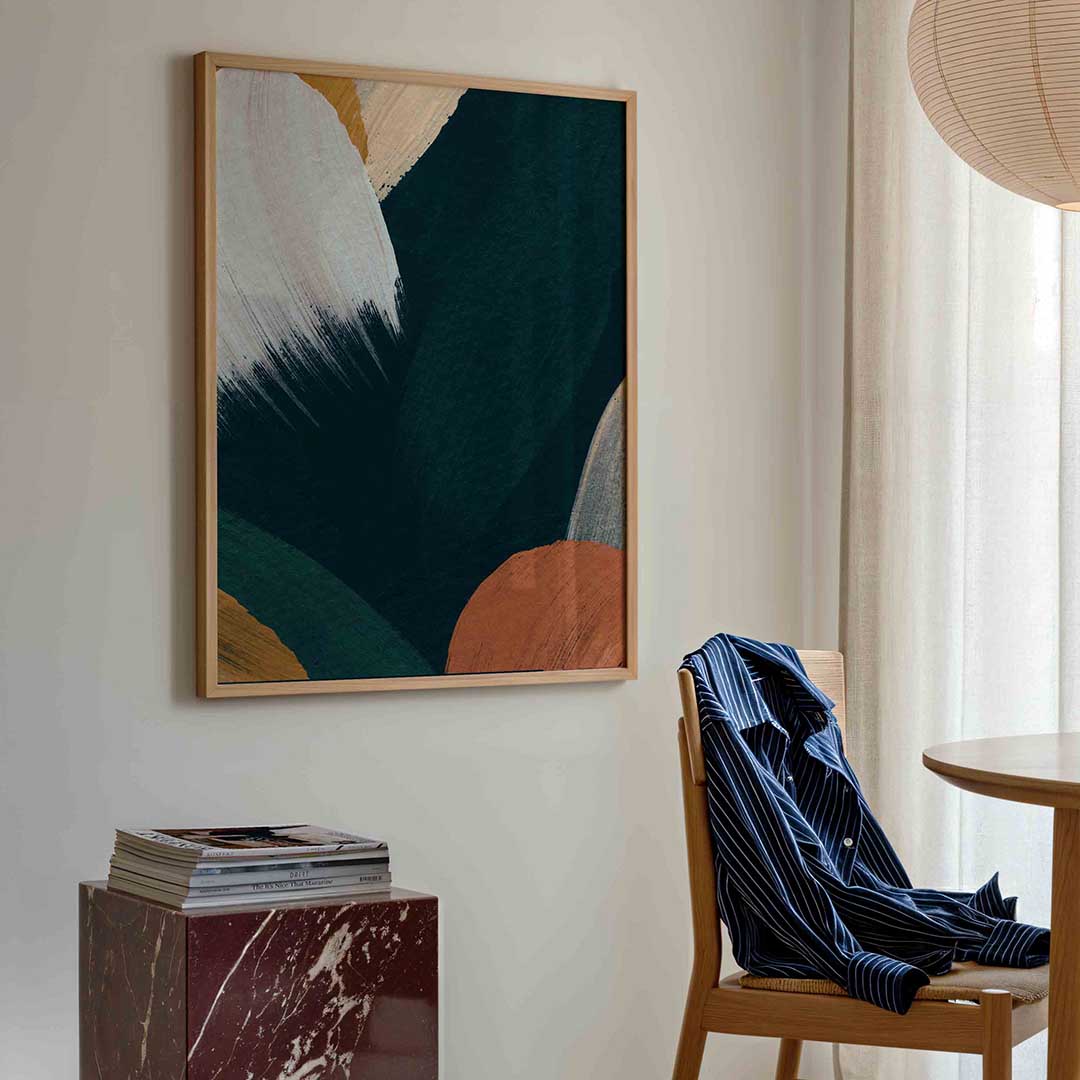 Abstracte penseelstreken – artistieke poster in staand formaat