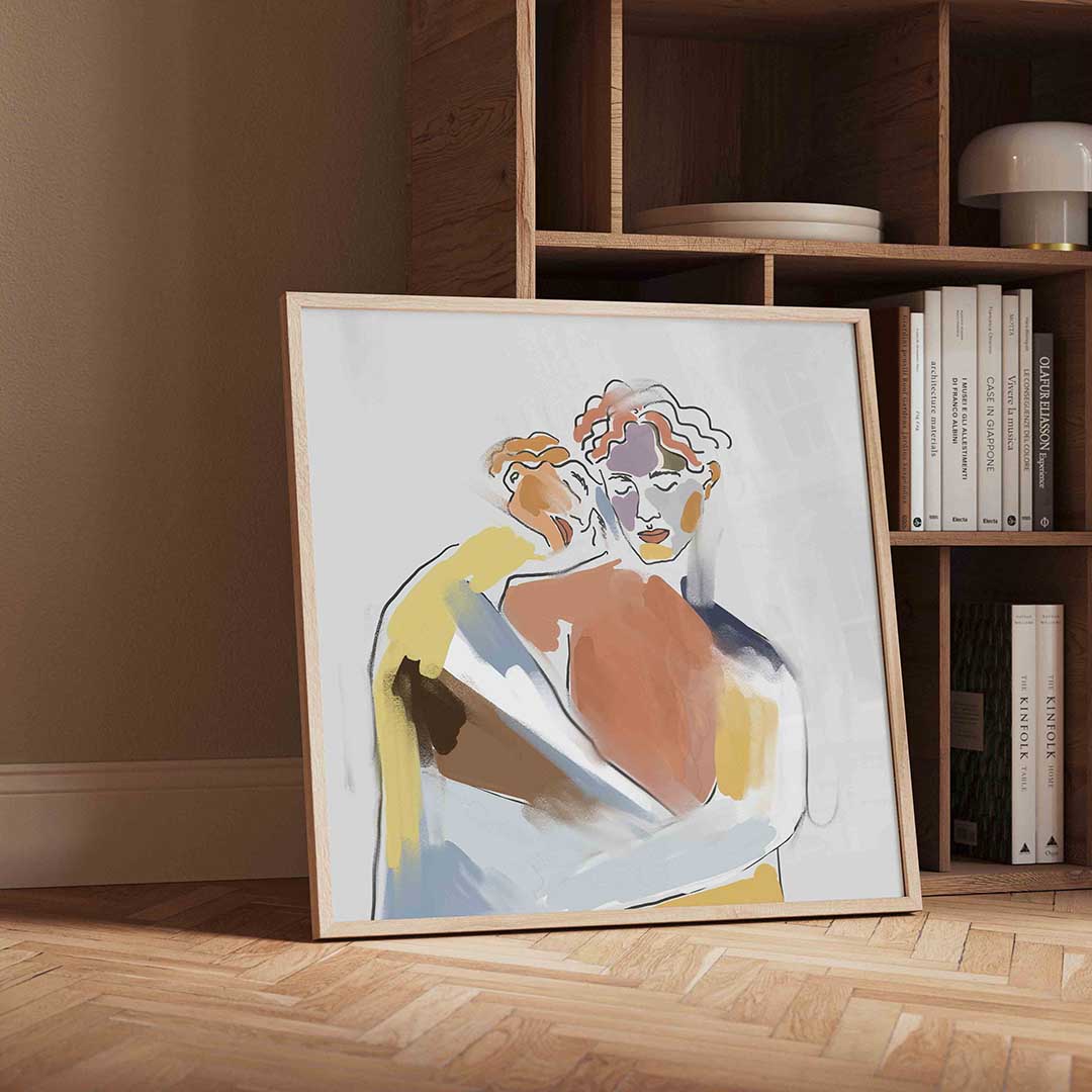 Abstracte figuren – geïllustreerde wandkunst als vierkante poster