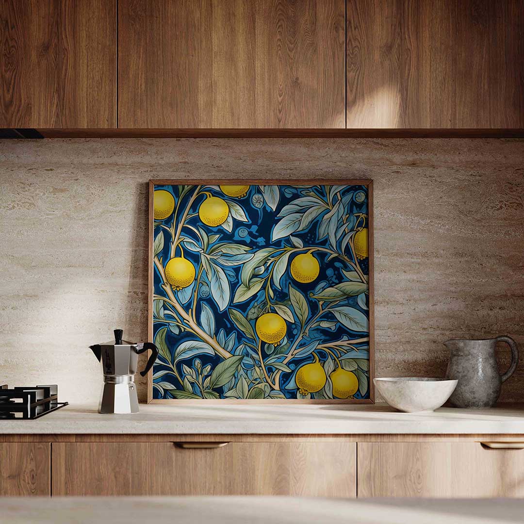 Citroenen en bladeren – culinaire wandkunst als vierkante poster