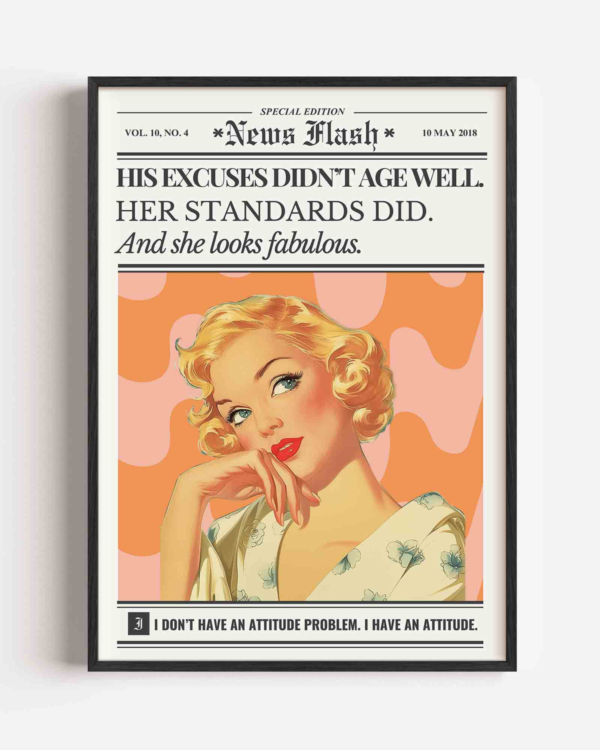Retro vrouw met tekst – Pop Art portret poster als wanddecoratie
