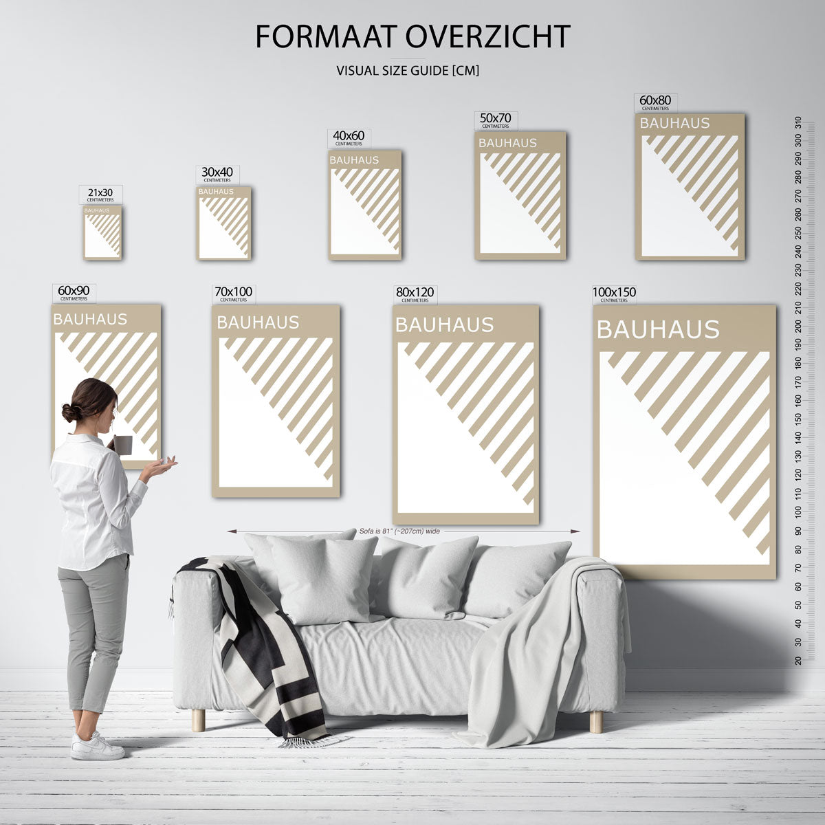Diagonal lijnen – Bauhaus poster als moderne geometrische wanddecoratie
