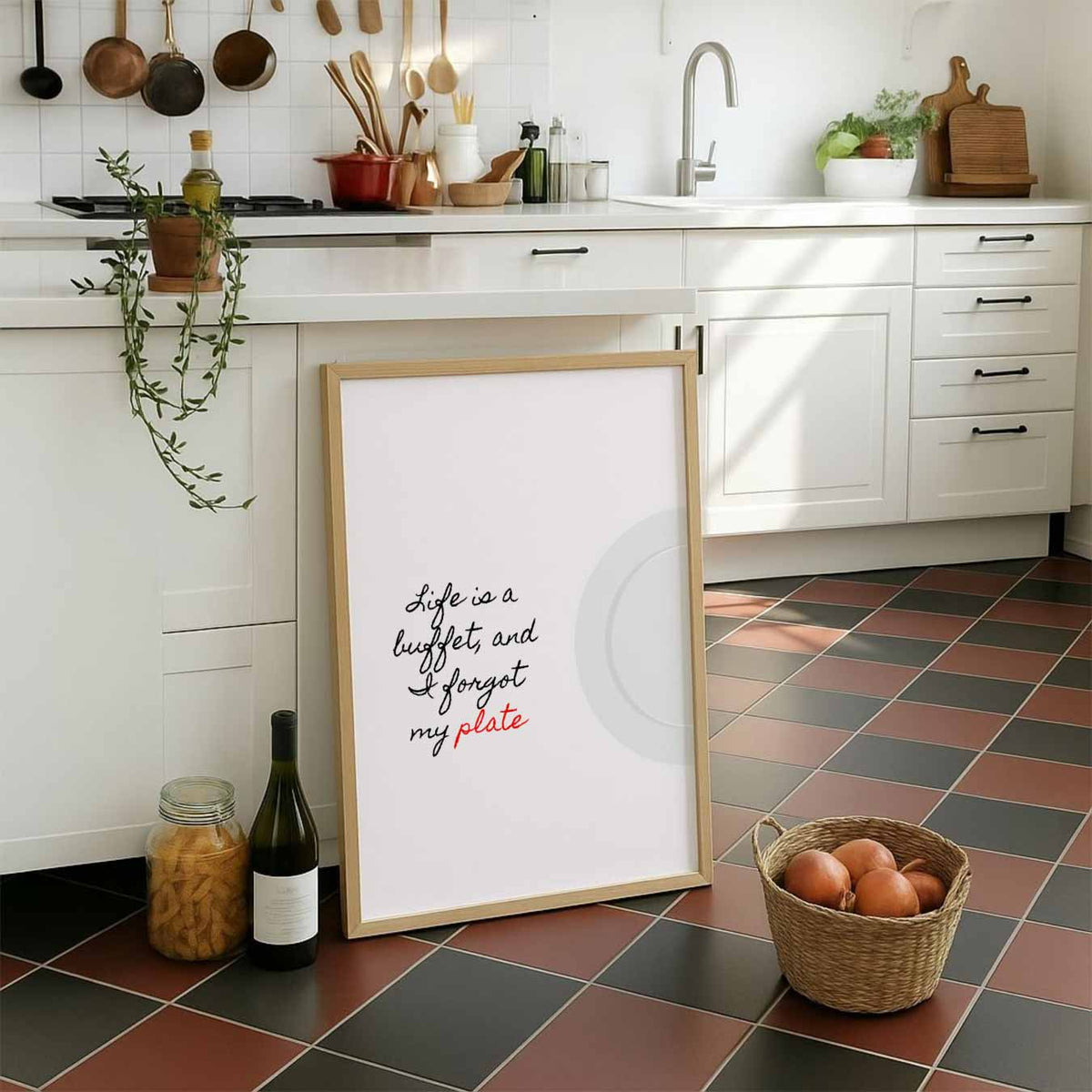 Leven is een Buffet – staande muurposter voor keuken of eethoek