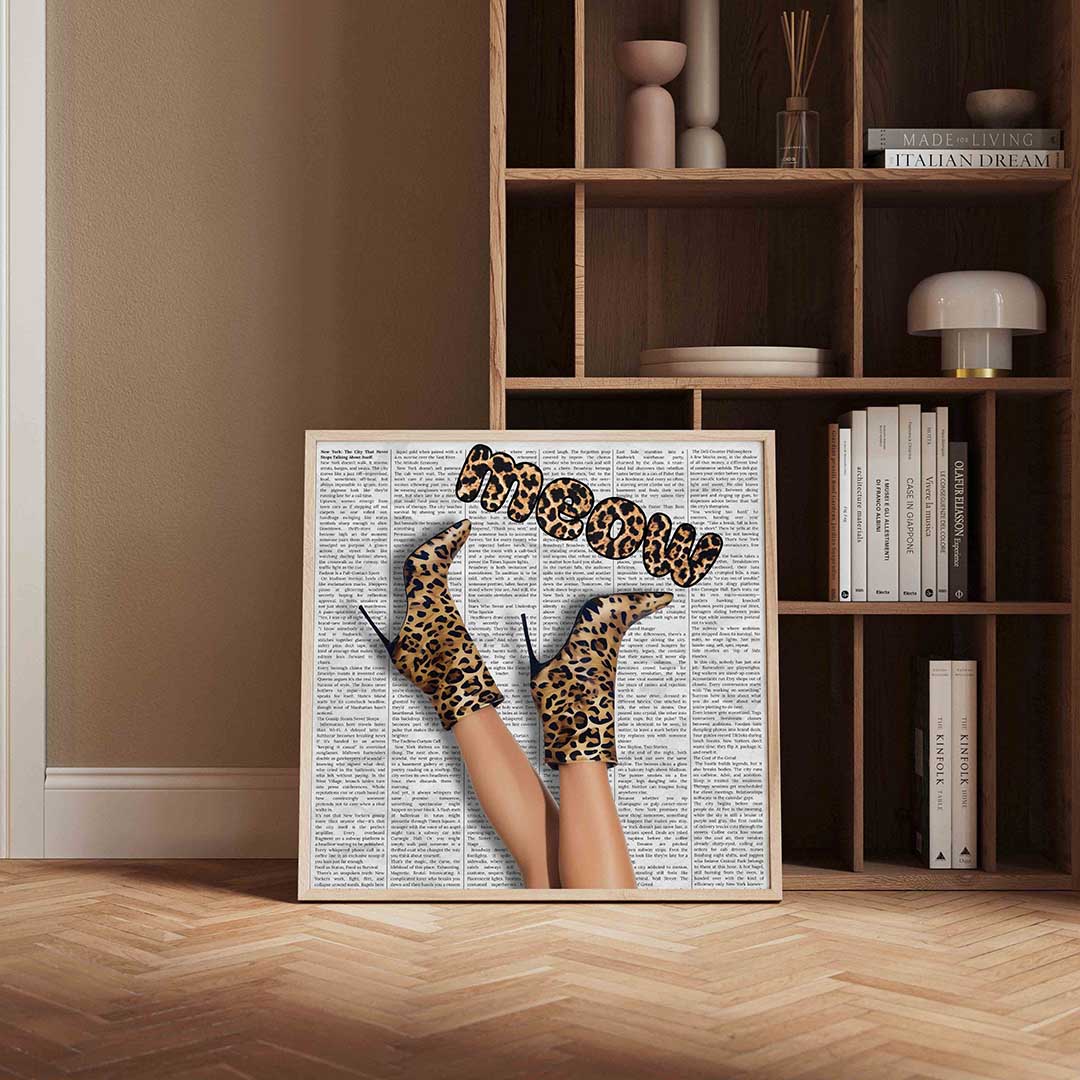 Luipaardprint schoenen – kleurrijke Pop Art poster in vierkant formaat