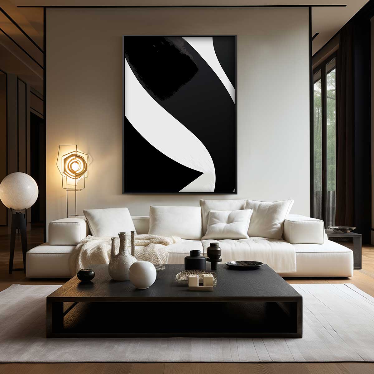 Elegantie in Zwart en Wit – modern portret kunstwerk van WallArtistic