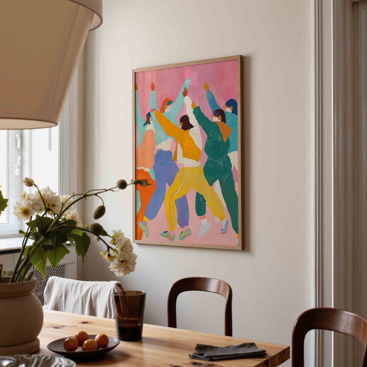 Dansende figuren – eigentijdse illustratie poster in staand formaat