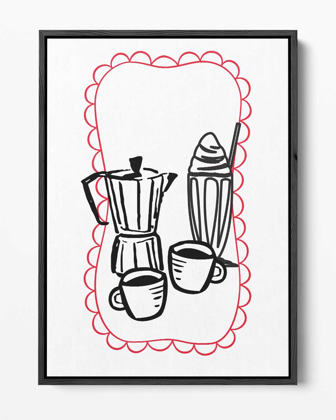 Vintage Koffie & Milkshake Illustratie – portret kunstwerk als wanddecoratie