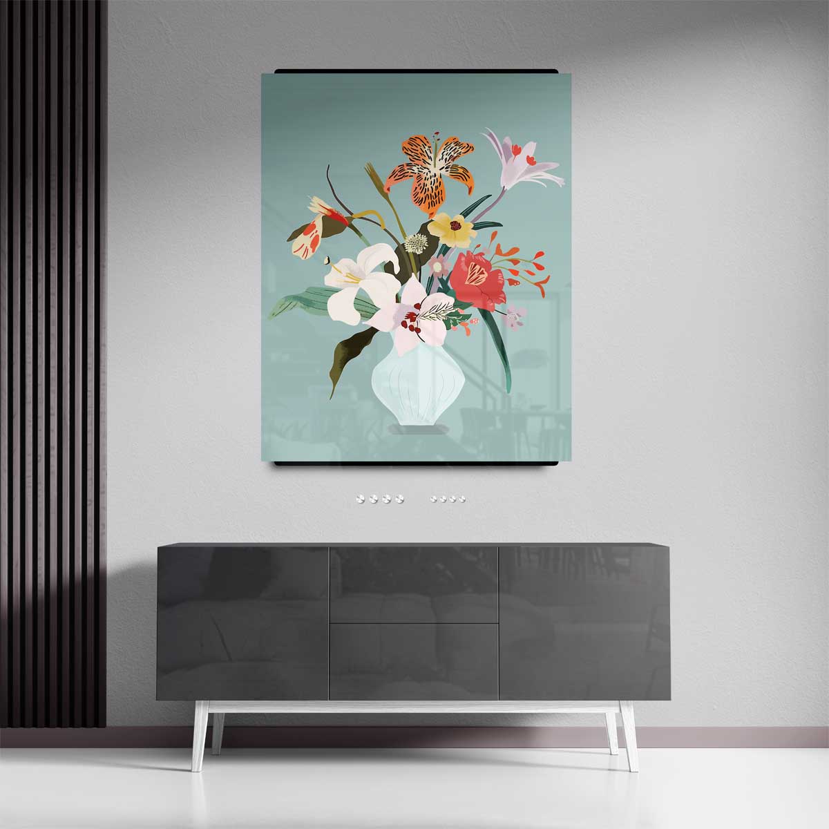 Bloemenpracht in Vaas – canvas kunstwerk als wanddecoratie