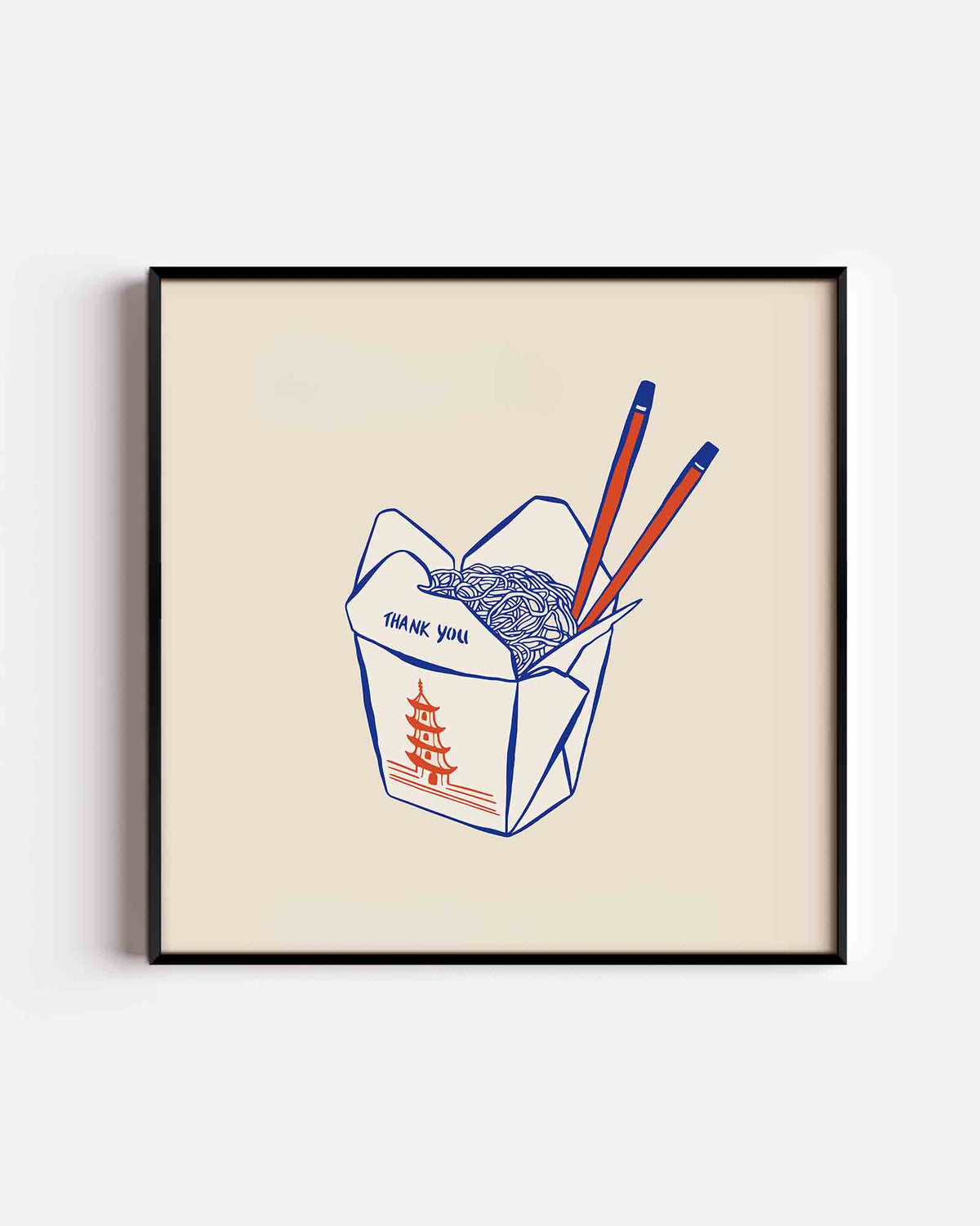 Noodles in doos – Aziatische vierkante poster als wanddecoratie