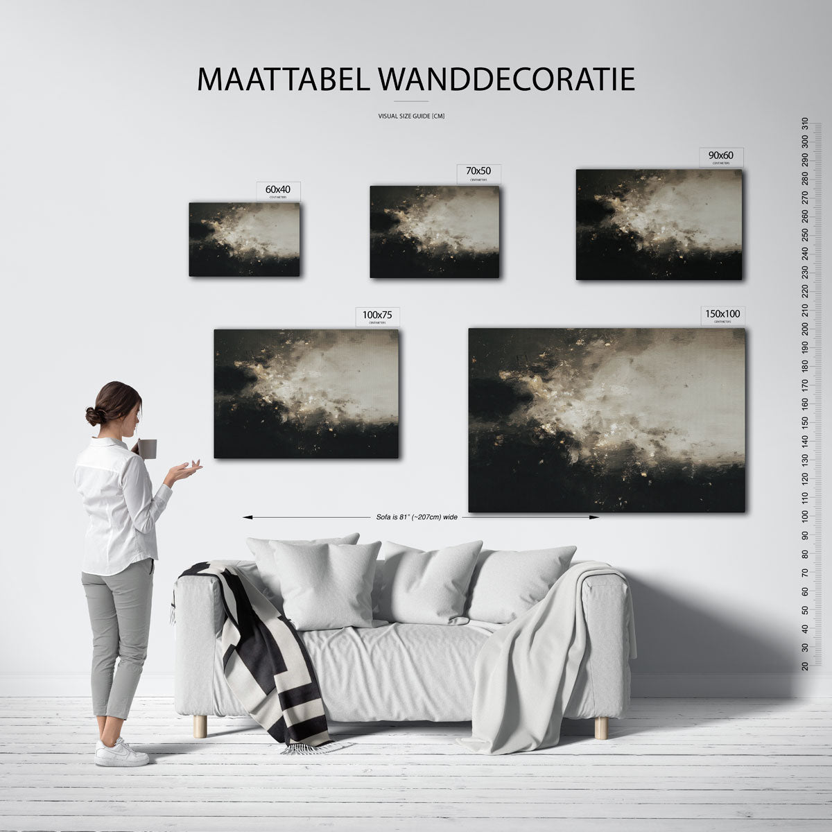Dynamische vegen – moderne liggende wandkunst
