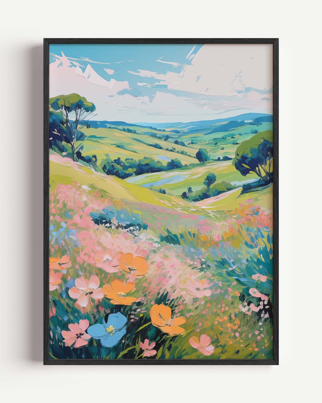 Vrolijke Bloemenweide – bloemen portret poster als wanddecoratie