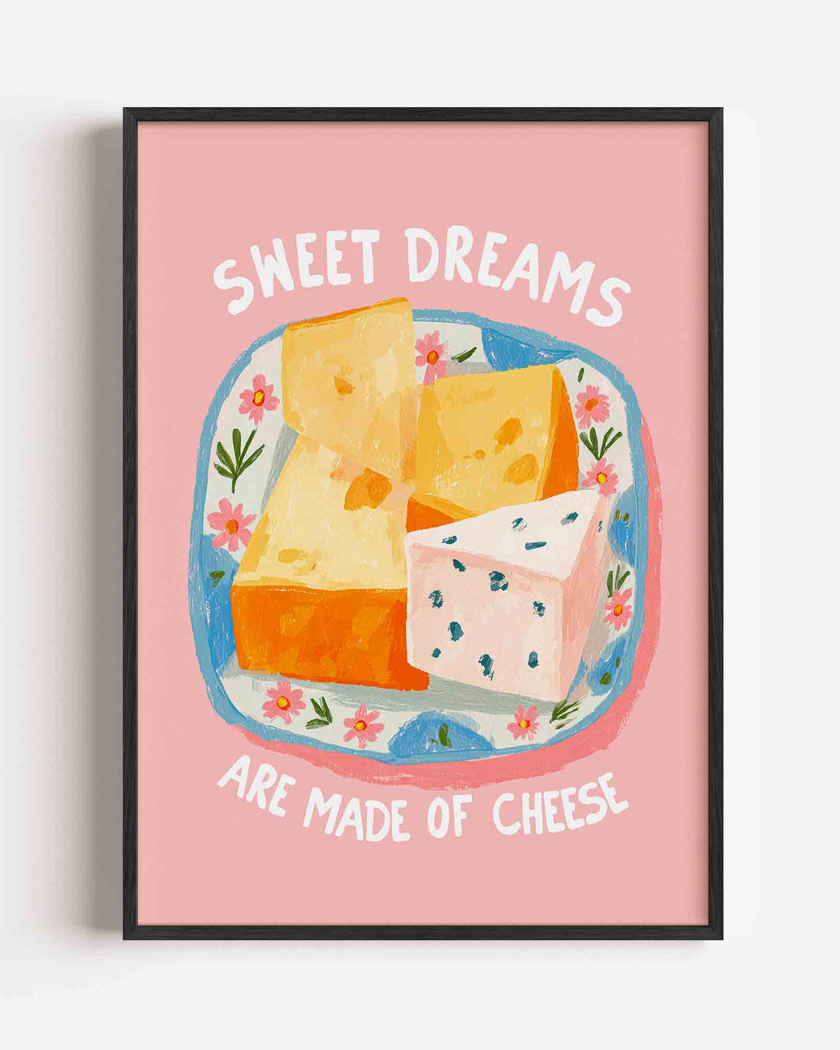 Kaas op bord – keuken portret poster als wanddecoratie