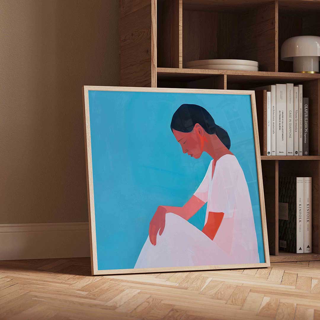 Vrouw in profiel – moderne wandkunst als vierkante poster
