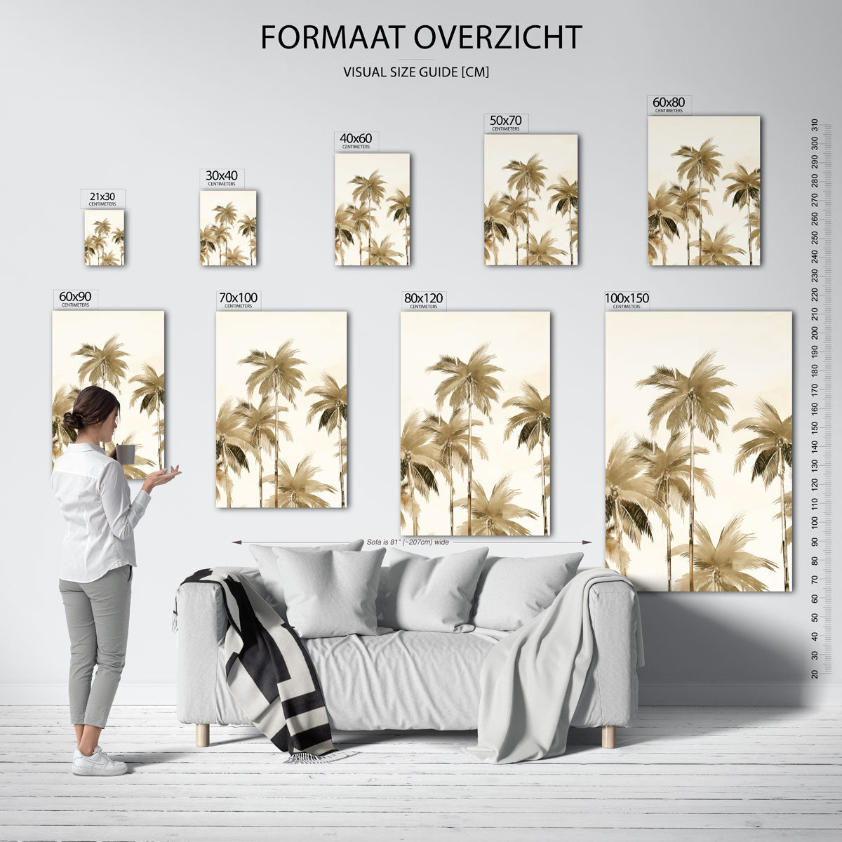 Palmboom silhouetten – staande muurposter met jungle thema
