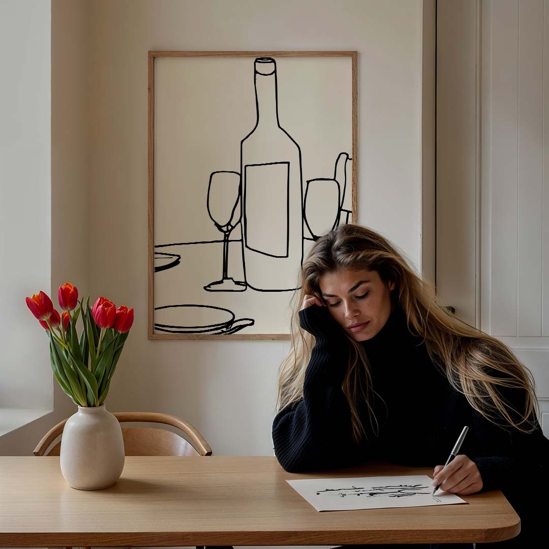 Minimalistische Wijnposter – culinaire wandkunst als portret poster