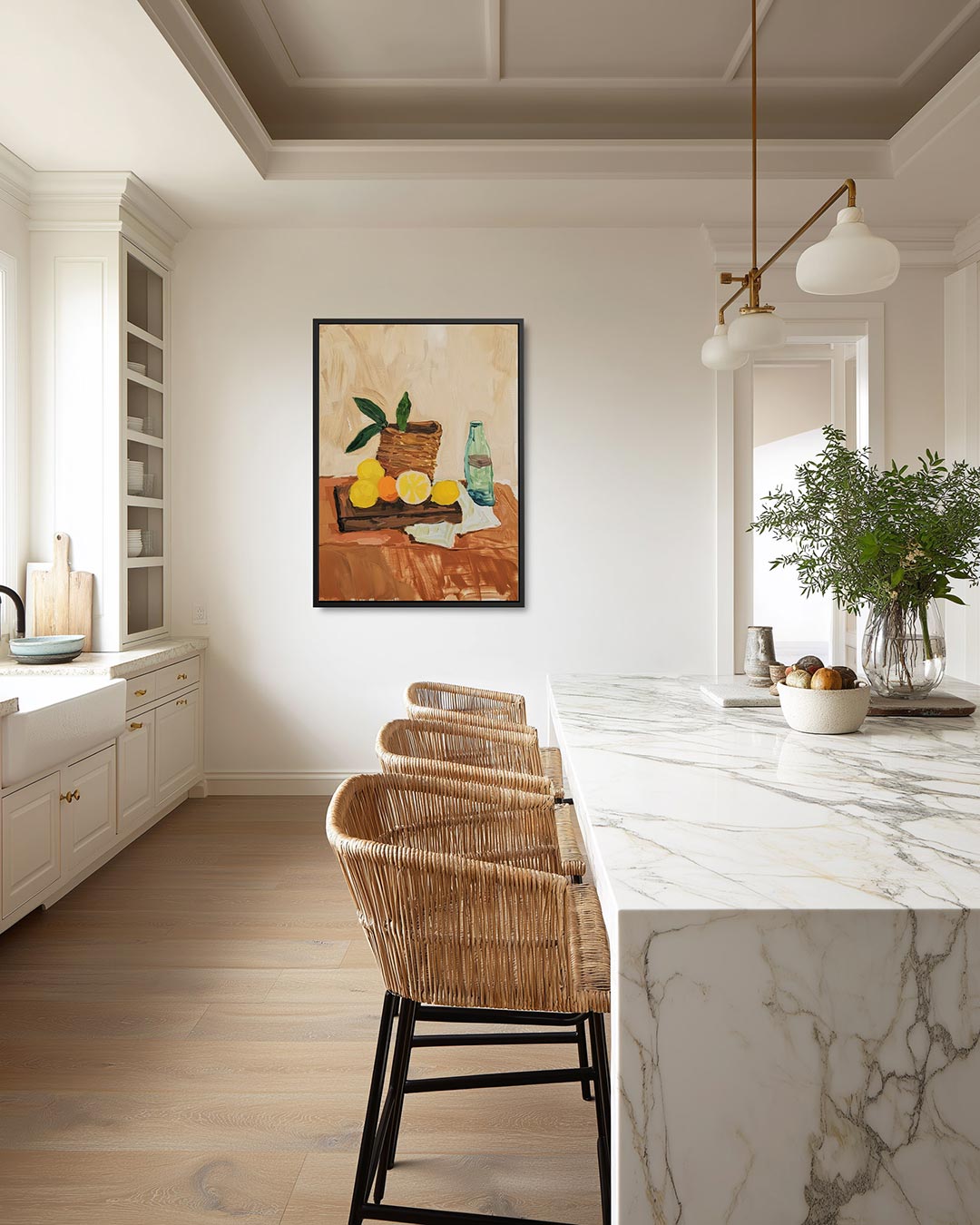 Fruit en fles compositie – staand wanddecoratie kunstwerk