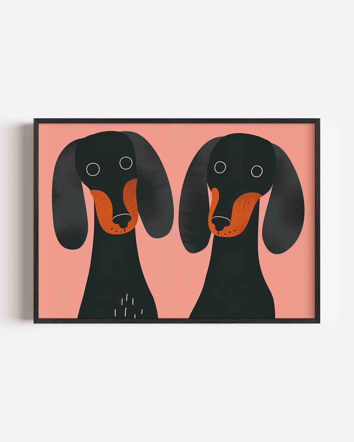 Twee honden op roze – landscape kinderposter als wanddecoratie