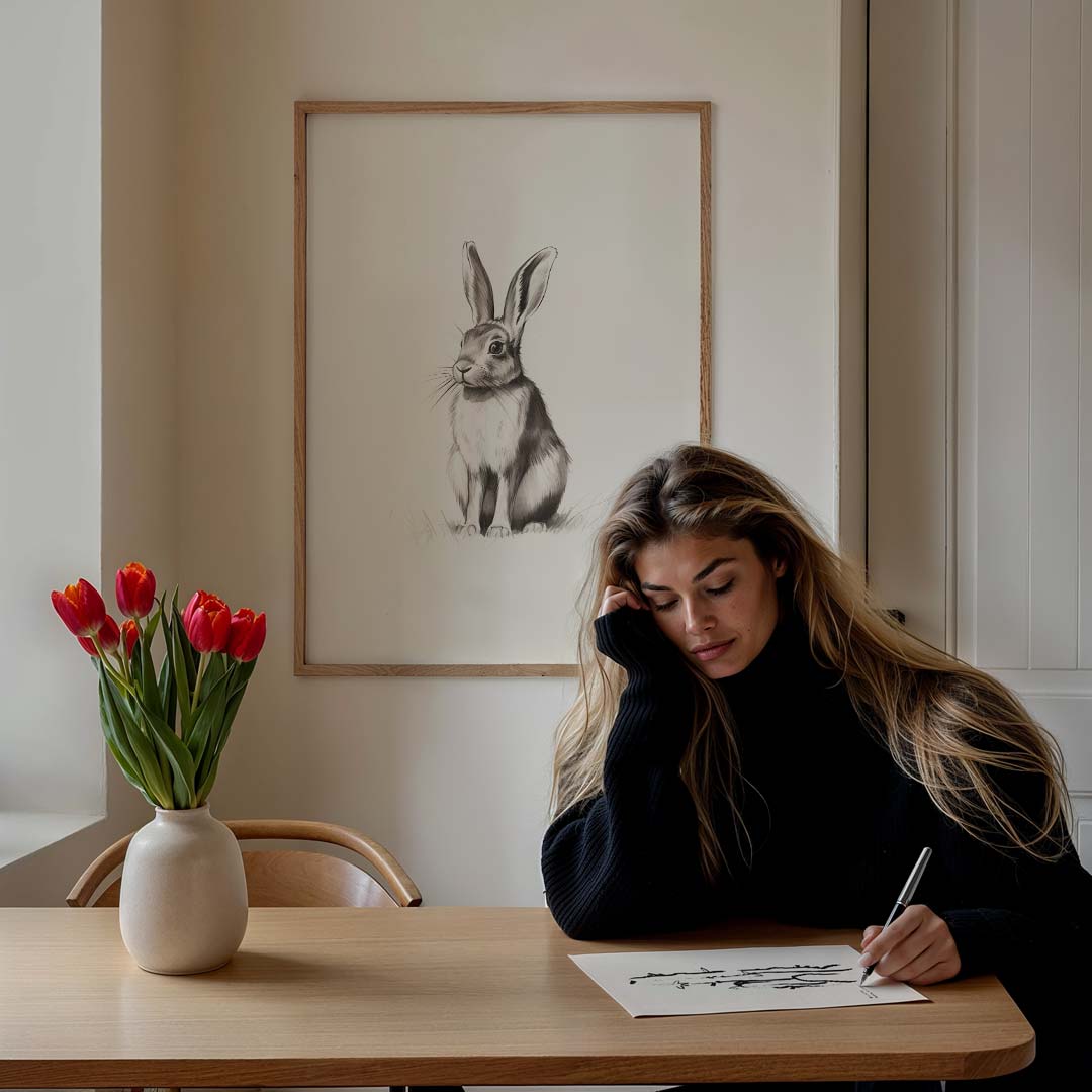 Schattige Konijnen Illustratie – feestelijke wandkunst als portret poster