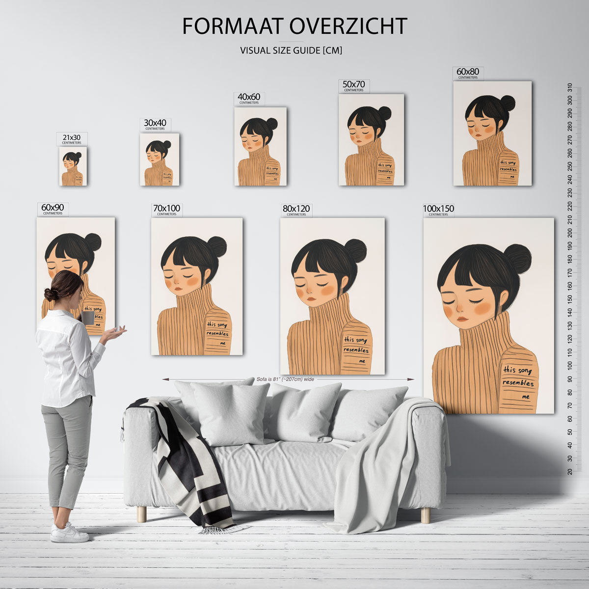 Meisje met trui – staande muurposter voor een modern interieur