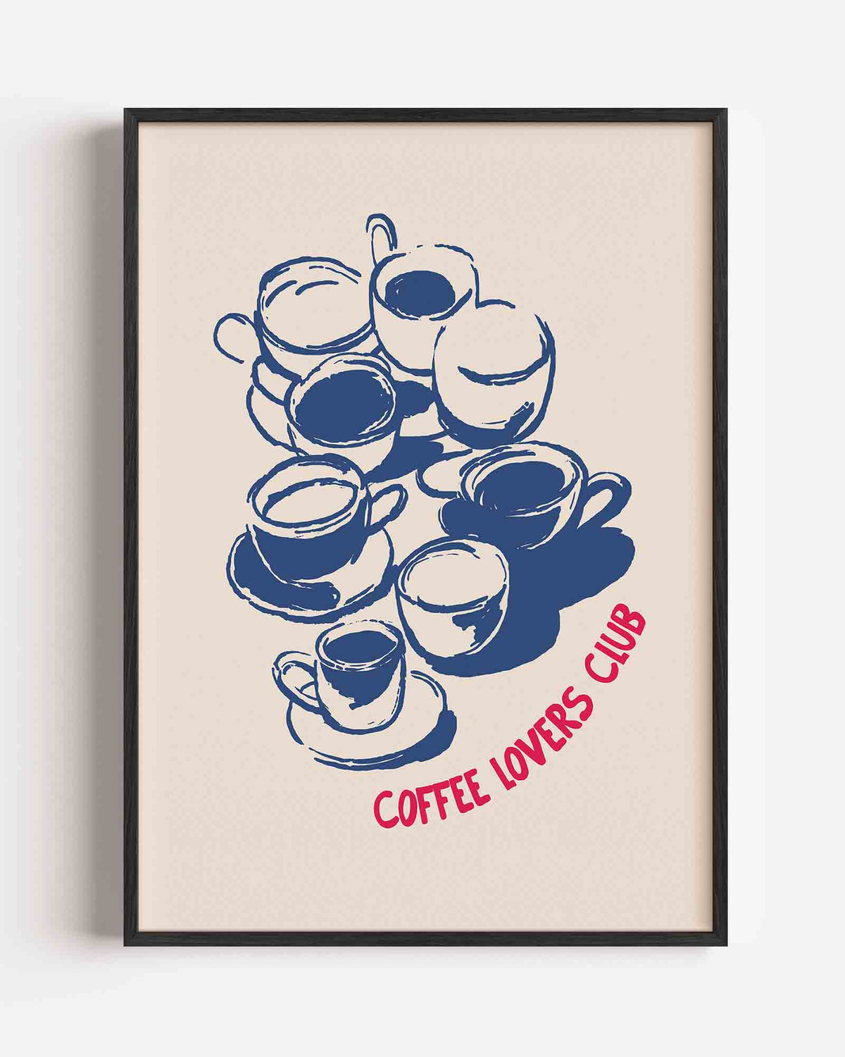 Koffiekopjes illustratie – kleurrijke abstracte portret poster als wanddecoratie