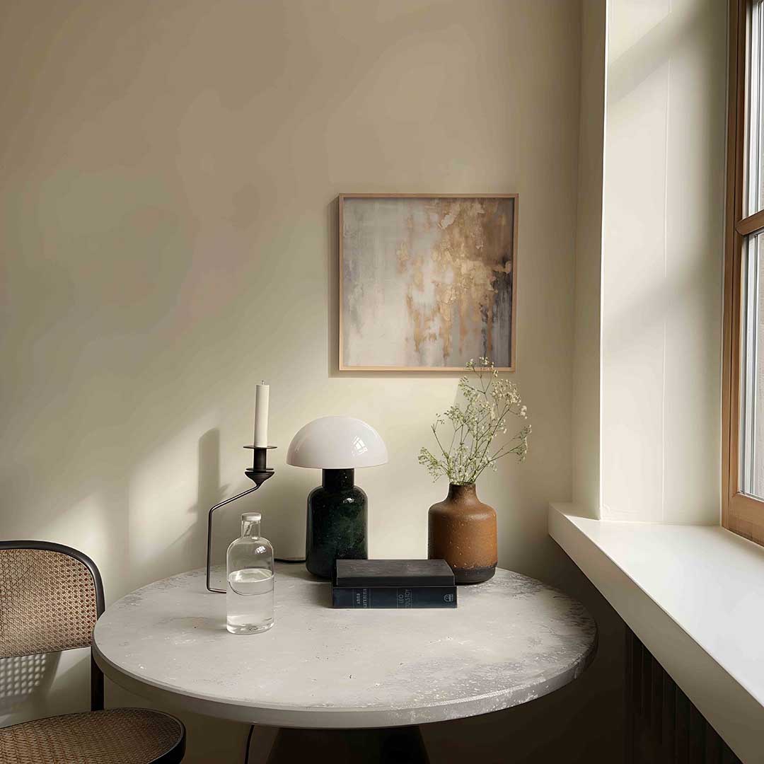 Abstracte beige en grijze – abstracte poster in vierkant formaat