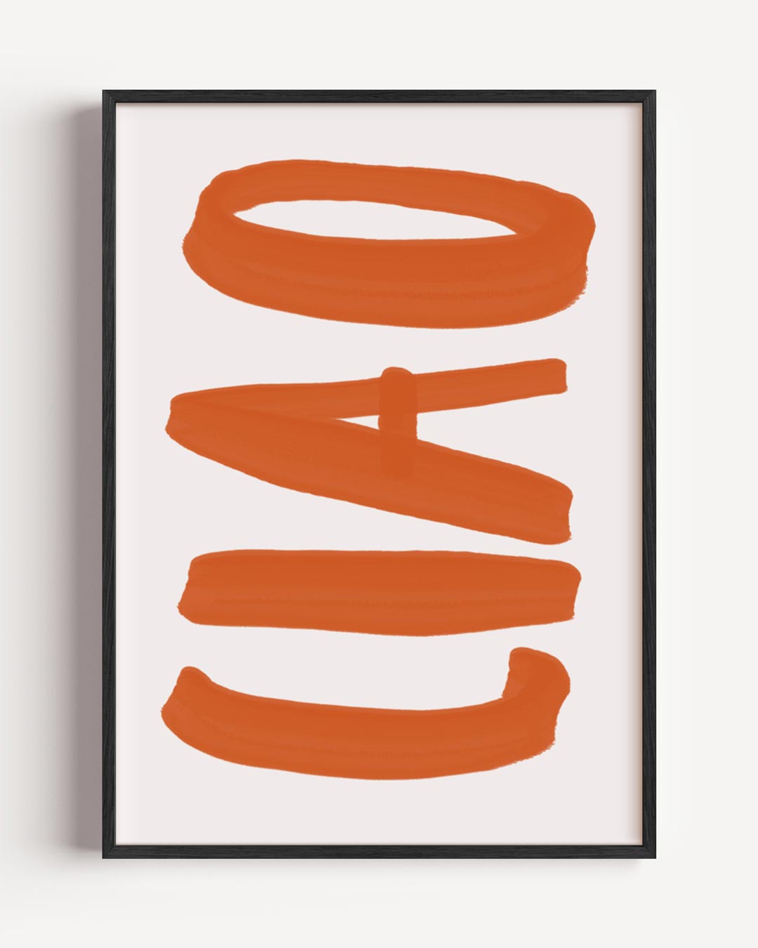Abstracte Oranjerode Vormen – typografie portret poster als wanddecoratie