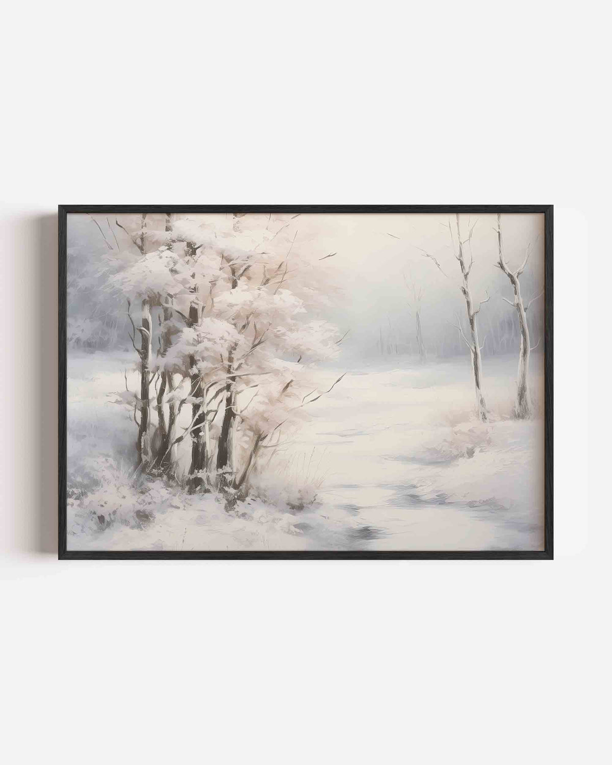 Sneeuwlandschap met bomen – hedendaagse illustratie poster in landscape formaat