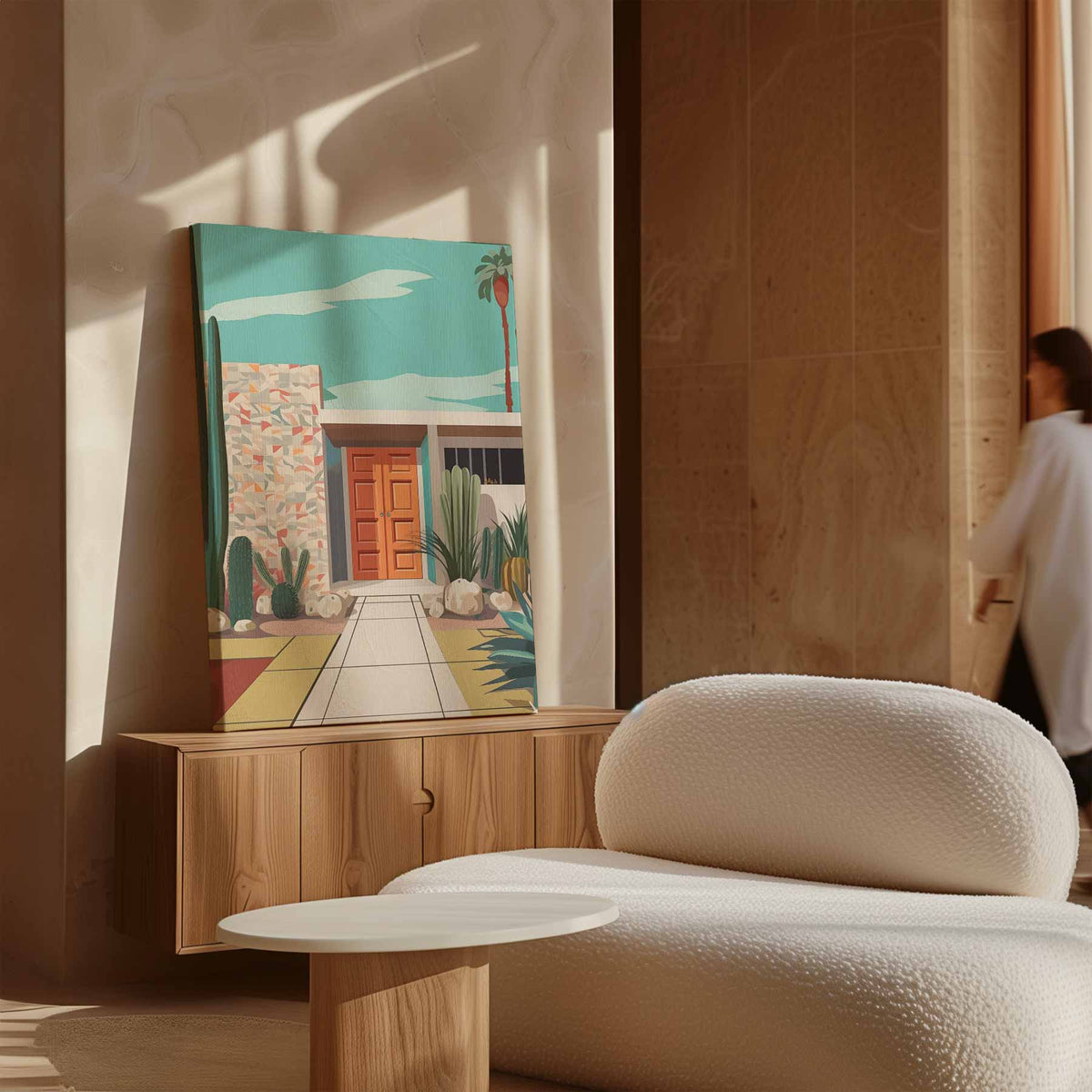 Retro Palm Springs Villa – plexiglas wanddecoratie in portret formaat