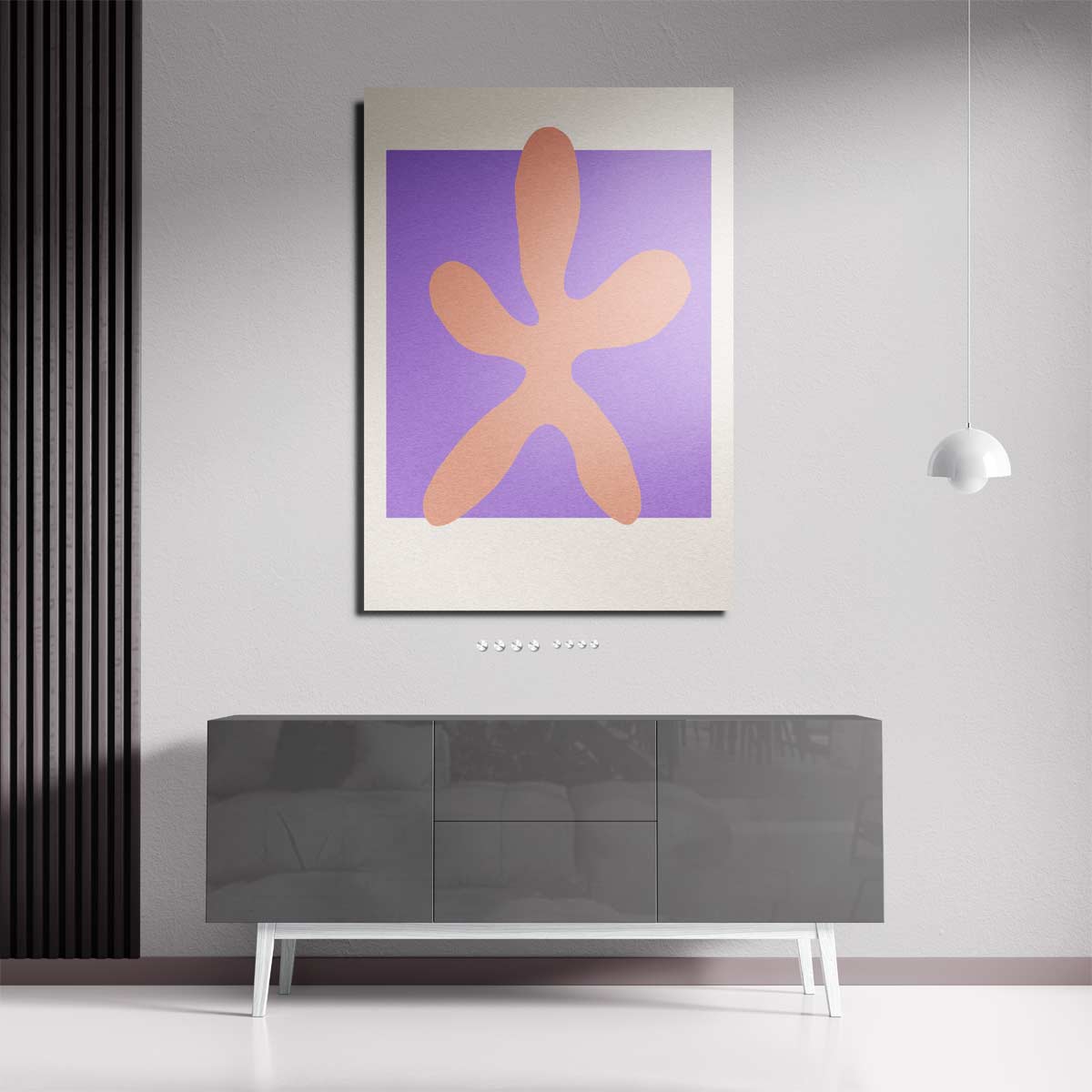 Zachte Vorm op Paarse Achtergrond – plexiglas kunstwerk als wanddecoratie