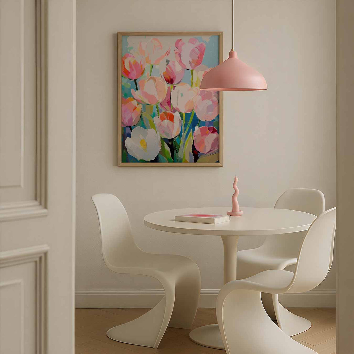 Kleurrijke Tulpenpracht – zomerse poster in staand formaat