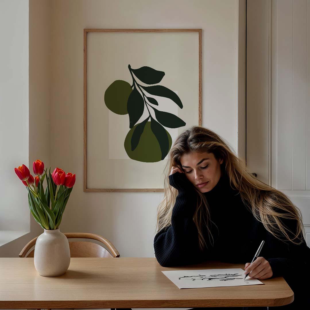 Groene Olijentak – bloemen poster in staand formaat